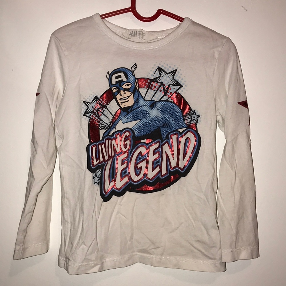 H&M white Captain America long sleeve tee
